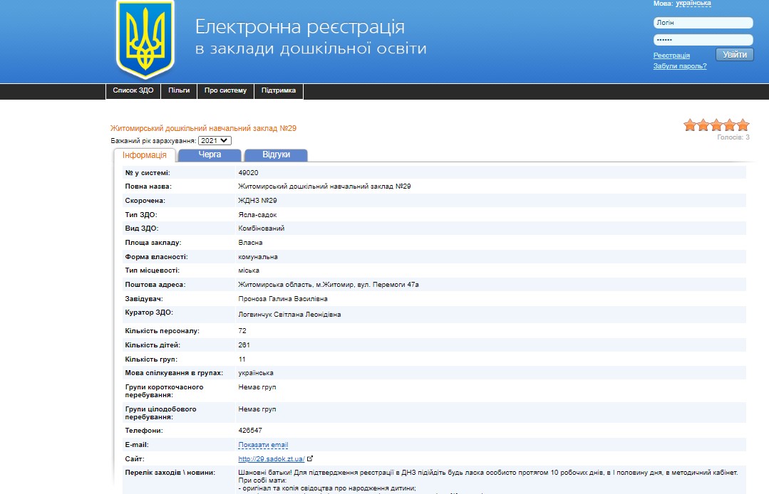реєстрація до садочків Житомира